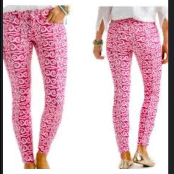 Vineyard vines pink and white printed skinny jeans - Picture 1 of 6